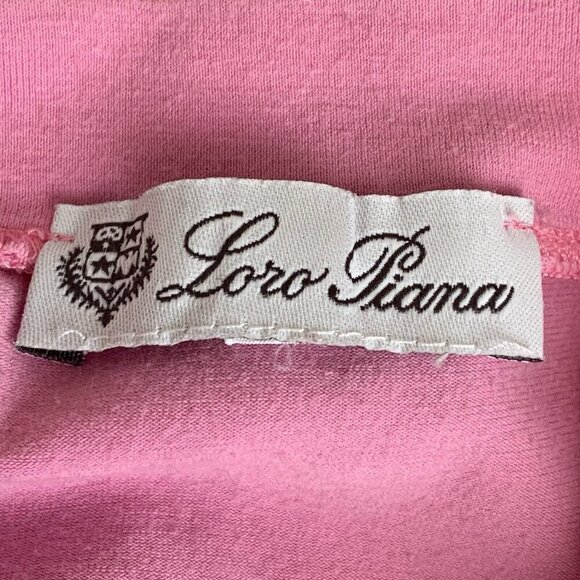 Loro Piani Top Womens 42 US 8 Pink Cuffed Short Sleeve V Neck Made In Italy - Picture 2 of 9